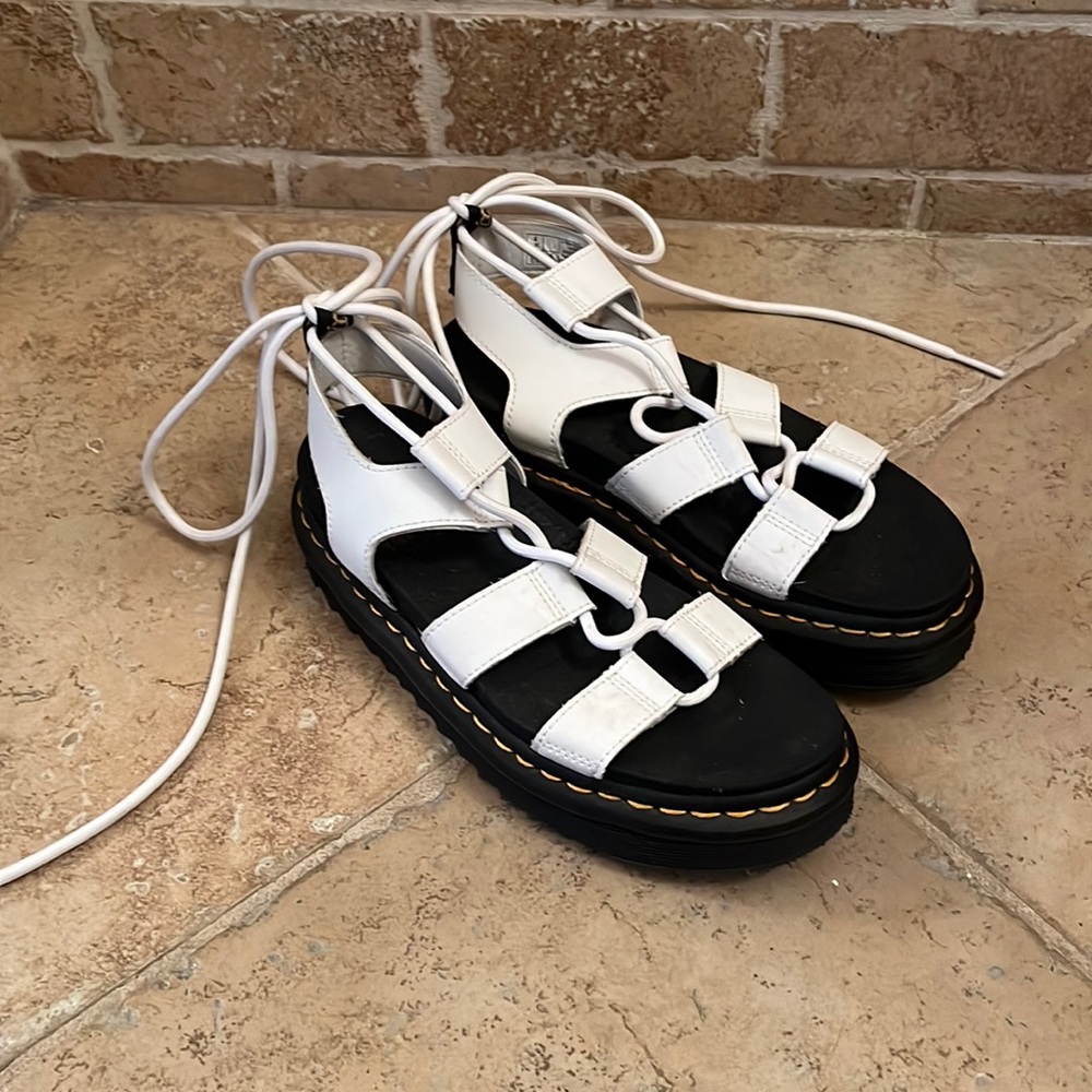 Lace Up white Dr. Martens sandals, perfect condition